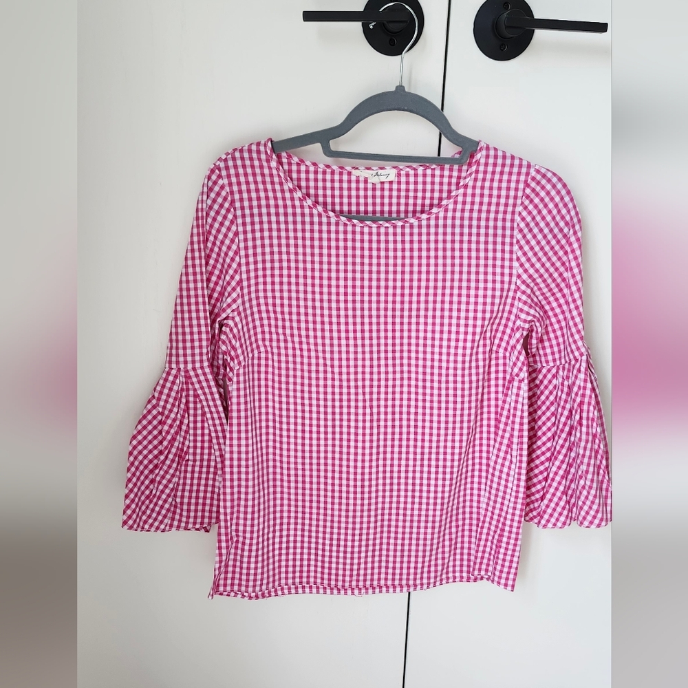 Jane and Delancey Pink Checkered Blouse